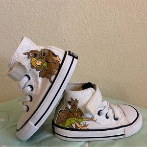 Kids White High-Top Sneakers with Cartoon Design